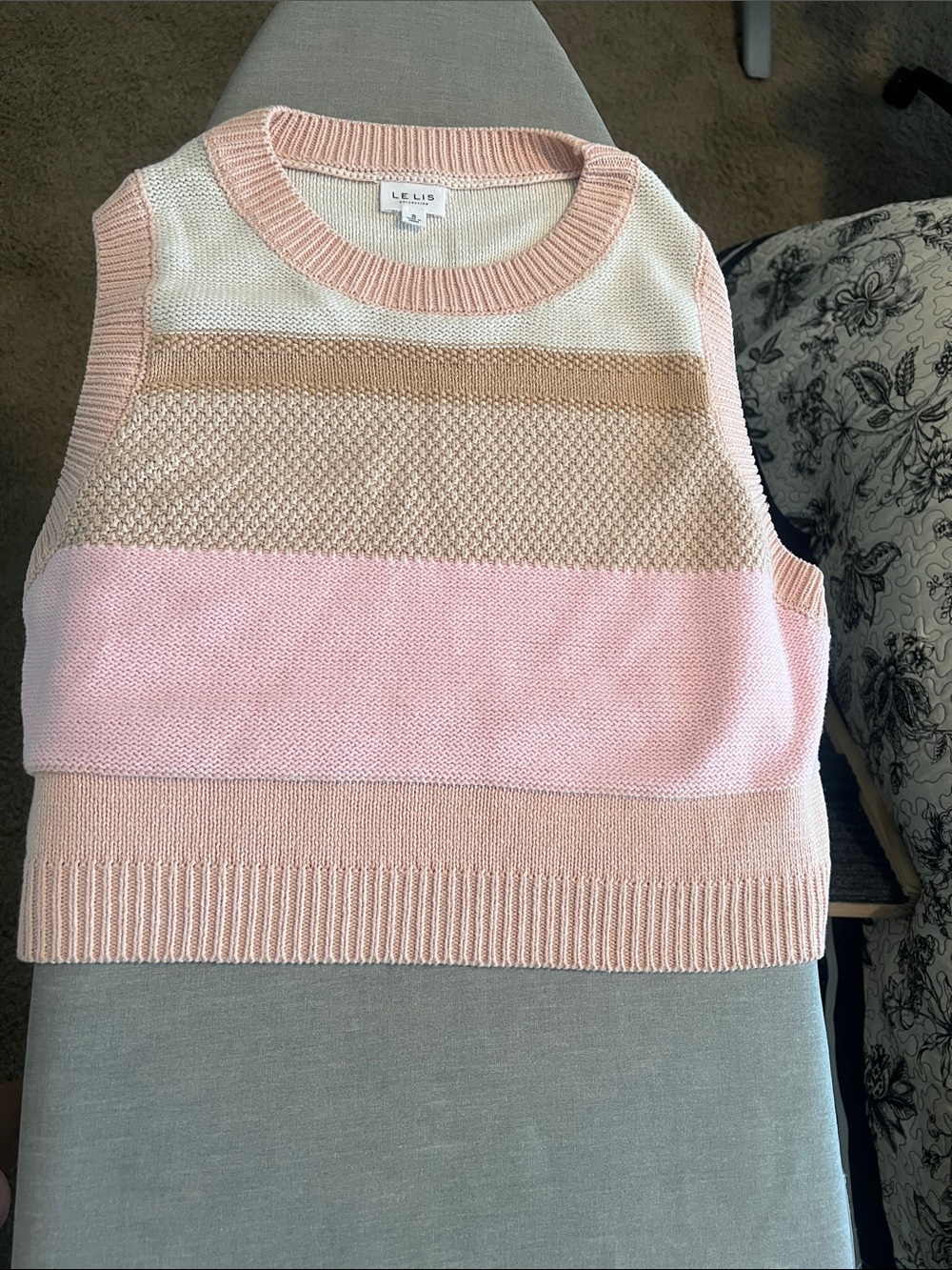 Le Lis Pink, Cream & Tan Striped Knit Vest